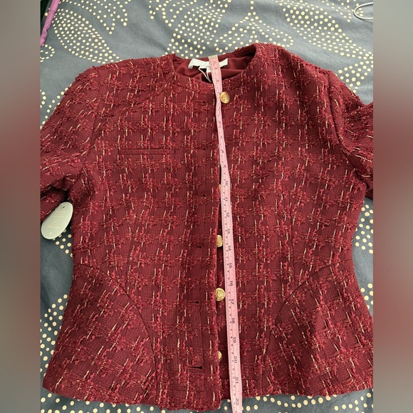 Hill House The Valentina Jacket in Burgundy Tweed NWT Size XS - Picture 9 of 10